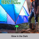 Heavy Duty Steel Screw Drill Camping Tent Pegs with Glow in The Dark Head